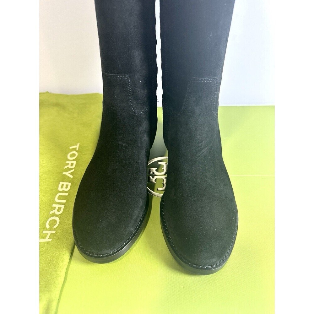 Tory Burch Turnlock Riding Boots Black Suede Equestrian Knee High Women 5.5 $600 - Picture 5 of 11
